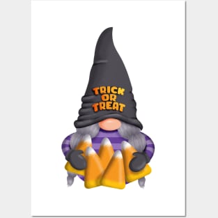 Gnome with Candy Corn - Trick or Treat Posters and Art